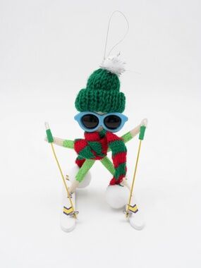She Shells Art  Skiing Starfish Ornament - Seastar - knitted beanie - Christmas